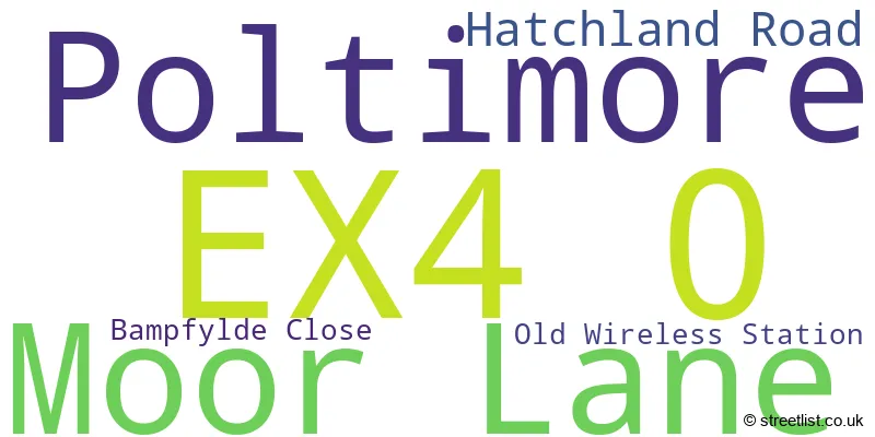 A word cloud for the EX4 0 postcode